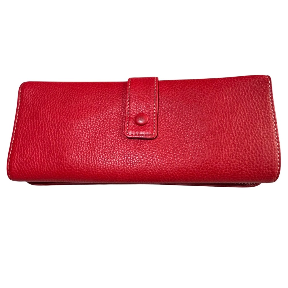 Levenger Red Pebbled Leather Travel Jewelry Roll Case Tech Cord Organizer Wallet